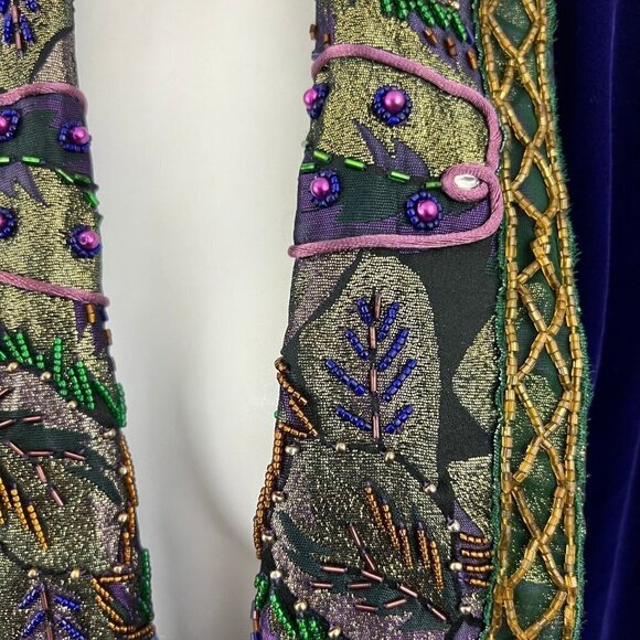 Victoria's Secret Purple Velvet Jacket vintage Beaded Sequins Size S Metallic - Picture 8 of 14